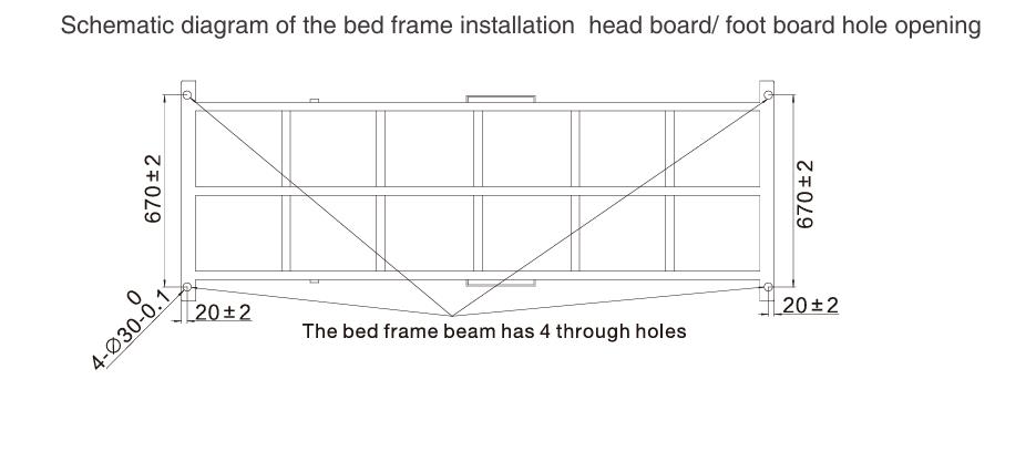 Step 1 is to drill standard hole openings on the headboard and footboard to prepare for side rail installation.