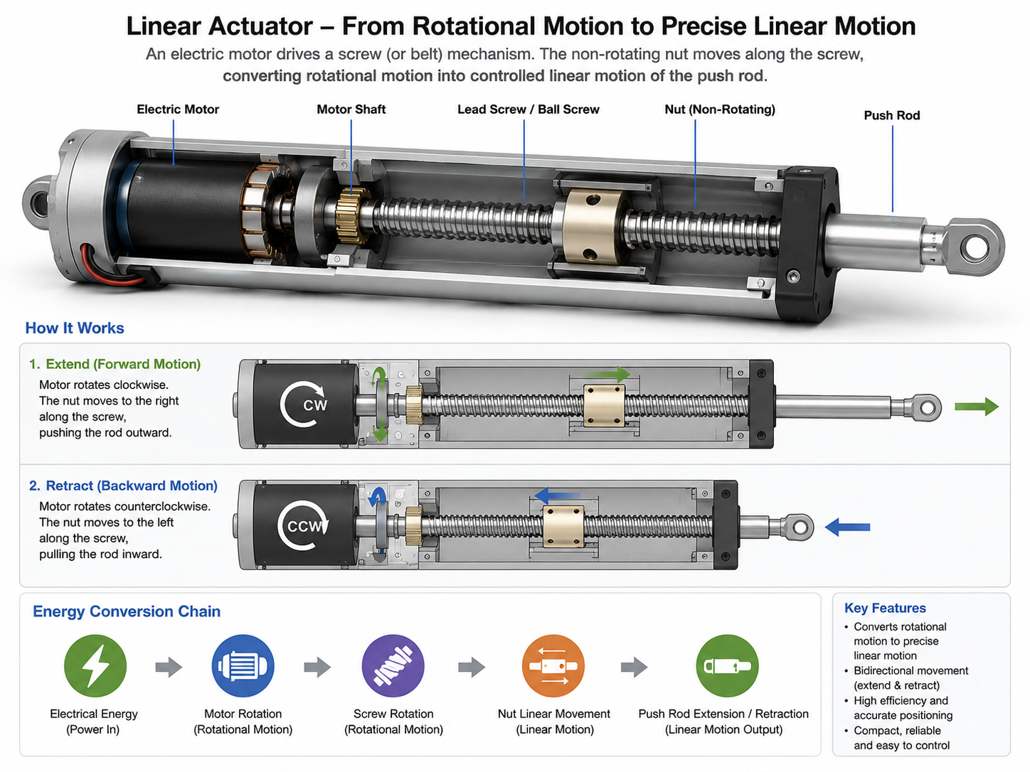 linear actuator system working prinpicle 